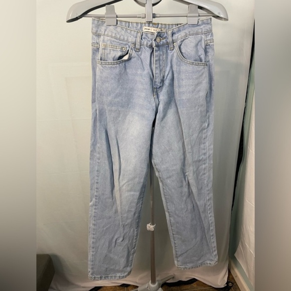 Nasty Gal Mills Mom Jeans Womens 4 Light Wash Blue Organic High Rise Tapered Leg